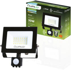 Lumileds ZUNA2 LED reflektor 30W 6500lm 6500K IP44 fekete mozgásérzékelő LUMILED (LUMNAS1067)