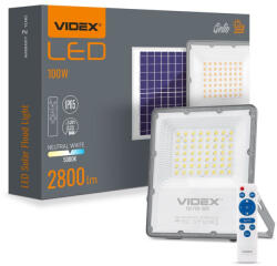Videx Napelemes reflektor lámpa 56x LED 100W 2800lm 5000K IP65 VIDEX Twilight érzékelő távirányítóval (VIDSOL0010)