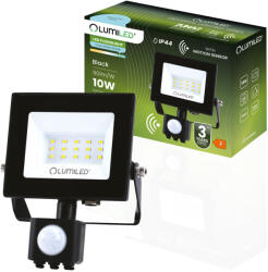 Lumileds ZUNA2 LED reflektor 10W 900lm 6500K IP44 fekete mozgásérzékelő LUMILED (LUMNAS1057)
