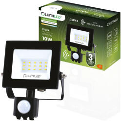 Lumileds ZUNA2 LED reflektor 10W 900lm 4000K IP44 fekete mozgásérzékelő LUMILED (LUMNAS1056)
