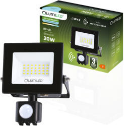 Lumileds ZUNA2 LED reflektor 20W 1800lm 6500K IP44 fekete mozgásérzékelő LUMILED (LUMNAS1062)