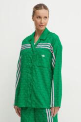 Adidas ing 70s Top női, galléros, zöld, relaxed, JN7659 - zöld M