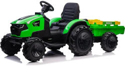 Hollicy Tractoras electric Kinderauto 720-T 90W 12V 10 Ah cu remorca, PREMIUM culoare Verde