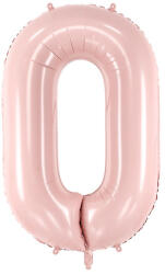 PartyDeco 0-ás születésnapi szám fólia lufi - világos rózsaszín 72 cm