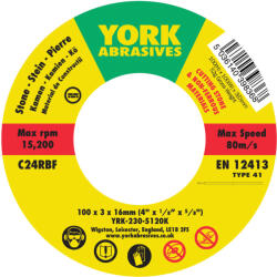 York 100x3x16 c24rbf lapos vágókorong t41 (YRK2305120K)