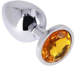 Passion Labs Mediu Metallic Buttplug, Silver/Yellow