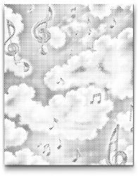  PontPöttyöző - Hangjegyek a felhőkben Méret: 30x40cm, Keretezés: Műanyagtáblával, Szín: Piros