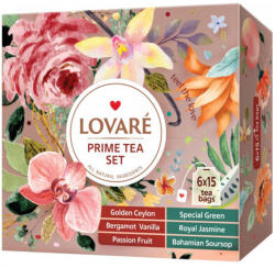 Lovare Set Ceaiuri Prime Tea Set 90 pliculete, 6 arome, 157.5g