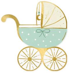 PartyDeco Șervețele cărucior albastru 14 x 15 cm