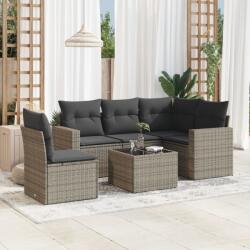 vidaXL Set mobilier grădină cu perne, 6 piese, gri, poliratan (3218970)