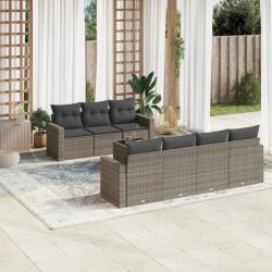 vidaXL Set canapele de grădină cu perne, 8 piese, gri, poliratan (3251067)