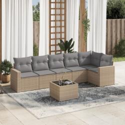 vidaXL Set canapele de grădină, 7 piese, cu perne, bej, poliratan (3251336)