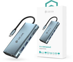 DEVIA Leopard 11in1 Hub - Type-C - 3xUSB/Type-C/PD/HDMI/VGA/RJ45/Card/Jack elosztó/adapter - szürke - nextelshop
