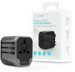 DEVIA Global hálózati töltő utazó adapter (UK/EU/USA/USA/Japán/AU) - fekete - coolmobile