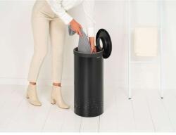 Brabantia Laundry Bin szennyestartó szellőző nyílásokkal, tépőzáras, mosható szennyesgyűjtő zsák, henger forma, közepes méret 35L, műanyag fedő, acél, sötét szürke - 242342 (BR242342)