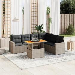 vidaXL 7 részes szürke polyrattan kerti ülőgarnitúra párnákkal (3271333) - vidaxl