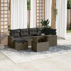 vidaXL 7 részes szürke polyrattan kerti ülőgarnitúra párnákkal (3274820)