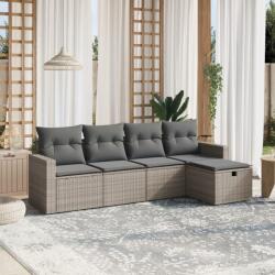 vidaXL 5 részes szürke polyrattan kerti ülőgarnitúra párnákkal (3263466)