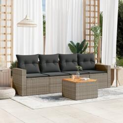 vidaXL 5 részes szürke polyrattan kerti ülőgarnitúra párnákkal (3224002)