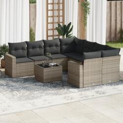 vidaXL 9 részes szürke polyrattan kerti ülőgarnitúra párnákkal (3218750)