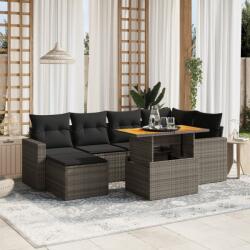 vidaXL 7 részes szürke polyrattan kerti ülőgarnitúra párnákkal (3275594)