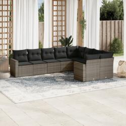 vidaXL 9 részes szürke polyrattan kerti ülőgarnitúra párnákkal (3219430)