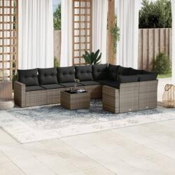 vidaXL 10 részes szürke polyrattan kerti ülőgarnitúra párnákkal (3219440)