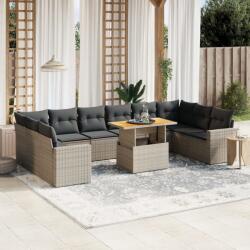 vidaXL 11 részes szürke polyrattan kerti ülőgarnitúra párnákkal (3271487)