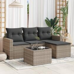 vidaXL 5 részes szürke polyrattan kerti ülőgarnitúra párnákkal (3218870)