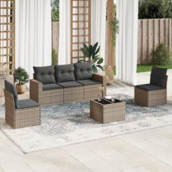 vidaXL 6 részes szürke polyrattan kerti ülőgarnitúra párnákkal (3218790)