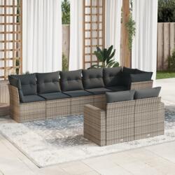 vidaXL 8 részes szürke polyrattan kerti ülőgarnitúra párnákkal (3219210)