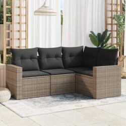 vidaXL 4 részes szürke polyrattan kerti ülőgarnitúra párnákkal (3218900)