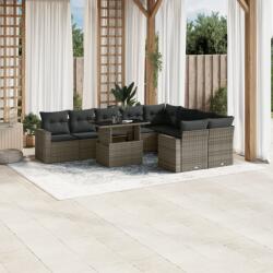 vidaXL 10 részes szürke polyrattan kerti ülőgarnitúra párnákkal (3267500)