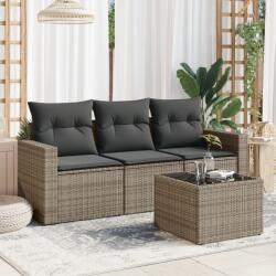 vidaXL 4 részes szürke polyrattan kerti ülőgarnitúra párnákkal (3218660)