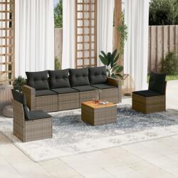 vidaXL 7 részes szürke polyrattan kerti ülőgarnitúra párnákkal (3224072)