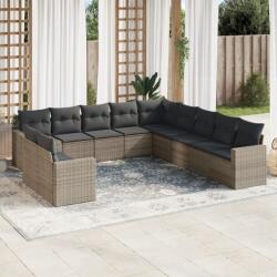 vidaXL 11 részes szürke polyrattan kerti ülőgarnitúra párnákkal (3219180)