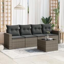 vidaXL 5 részes szürke polyrattan kerti ülőgarnitúra párnákkal (3218680)