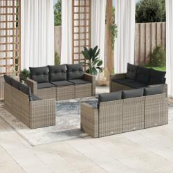 vidaXL 12 részes szürke polyrattan kerti ülőgarnitúra párnákkal (3218760)