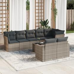 vidaXL 9 részes szürke polyrattan kerti ülőgarnitúra párnákkal (3219220)