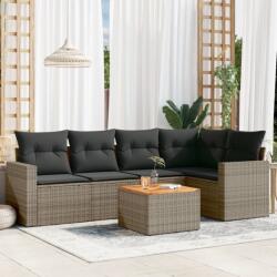 vidaXL 6 részes szürke polyrattan kerti ülőgarnitúra párnákkal (3224114)