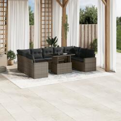 vidaXL 10 részes szürke polyrattan kerti ülőgarnitúra párnákkal (3267480)