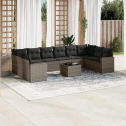 vidaXL 11 részes szürke polyrattan kerti ülőgarnitúra párnákkal (3219470) - vidaxl