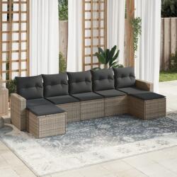 vidaXL 7 részes szürke polyrattan kerti ülőgarnitúra párnákkal (3219330)