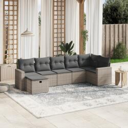 vidaXL 7 részes szürke polyrattan kerti ülőgarnitúra párnákkal (3263506)
