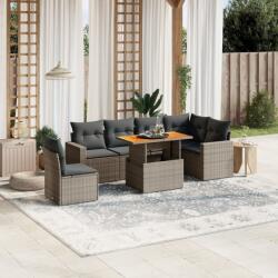 vidaXL 7 részes szürke polyrattan kerti ülőgarnitúra párnákkal (3271340)