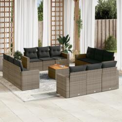 vidaXL 13 részes szürke polyrattan kerti ülőgarnitúra párnákkal (3224058)