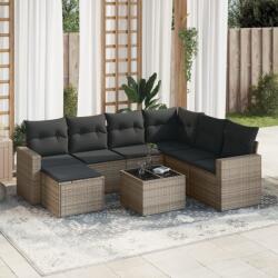 vidaXL 8 részes szürke polyrattan kerti ülőgarnitúra párnákkal (3219300)