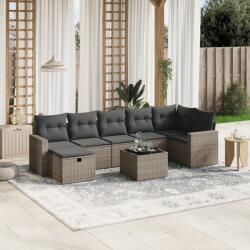 vidaXL 8 részes szürke polyrattan kerti ülőgarnitúra párnákkal (3263516)