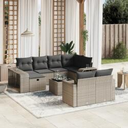 vidaXL 11 részes szürke polyrattan kerti ülőgarnitúra párnákkal (3266250)