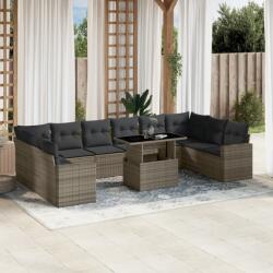 vidaXL 11 részes szürke polyrattan kerti ülőgarnitúra párnákkal (3267520)